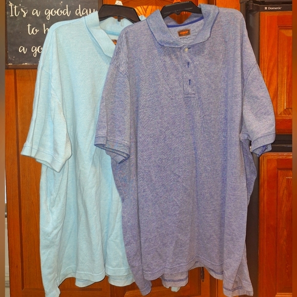 Foundry Heathered Blue and Light Blue Polo Shirts In A Size 4XL. Casual, Summer - Picture 1 of 11